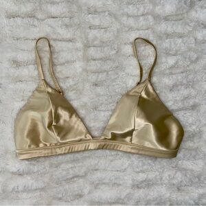 Satin Glow Bralette, Cream, MEDIUM